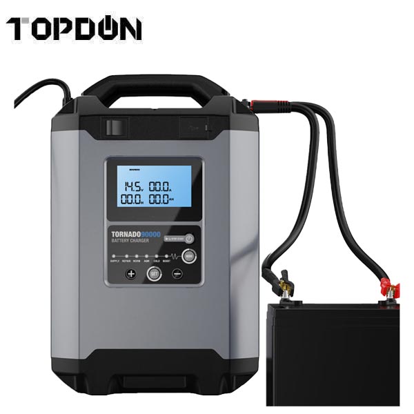 TOPDON - Tornado90000 - Professional Grade Battery Smart Charger - 6 Charging Modes - For 20Ah to 2800Ah Capacity Batteries - 12V & 24V - UHS Hardware