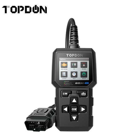 TOPDON - Artilink 400 - OBDII Diagnostic Scan Tool - O2 Sensor - 18V - 2.4" Color Display - DTC Library Lookup - Live Data Monitoring - UHS Hardware