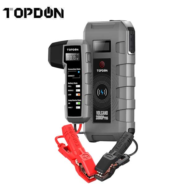TOPDON - Volcano 2000 PROS - Battery Jump Starter & Tester - 12V - 1000A-2000A - 20,800MAh - UHS Hardware