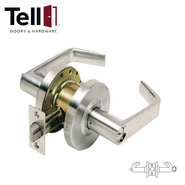 TELL - LC2682 - Standard Duty Cylindrical Leverset - Cortland - Entrance - 2 3/4" Backset - Satin Chrome - Grade 2