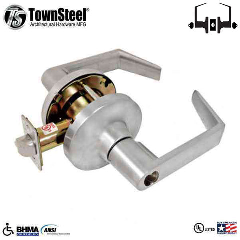 TownSteel - CDCI-110-S - Commercial Lever Set Handle - IC Core (SFIC) - Clutch Lever Set  - 2-3/4 " Backset - Satin Chrome - Classroom Intruder -  Grade 1 - UHS Hardware