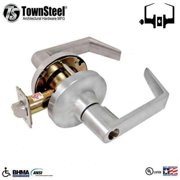 TownSteel - CDCI-84-S - Commercial Lever Set Handle - IC Core (SFIC) - Clutch Lever Set - 2-3/4 " Backset - Satin Chrome - Classroom - Grade 1 - UHS Hardware