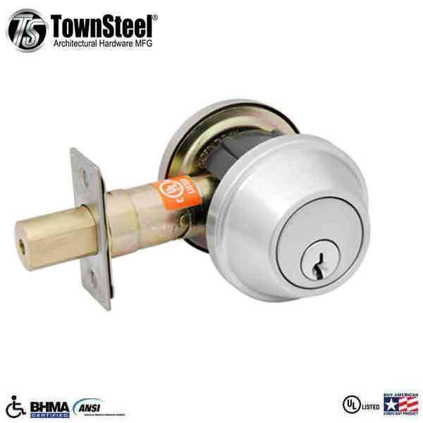 TownSteel - DBT-61 - Commercial Deadbolt - Single Cylinder - Satin Stainless Steel -  Grade 2 - UHS Hardware