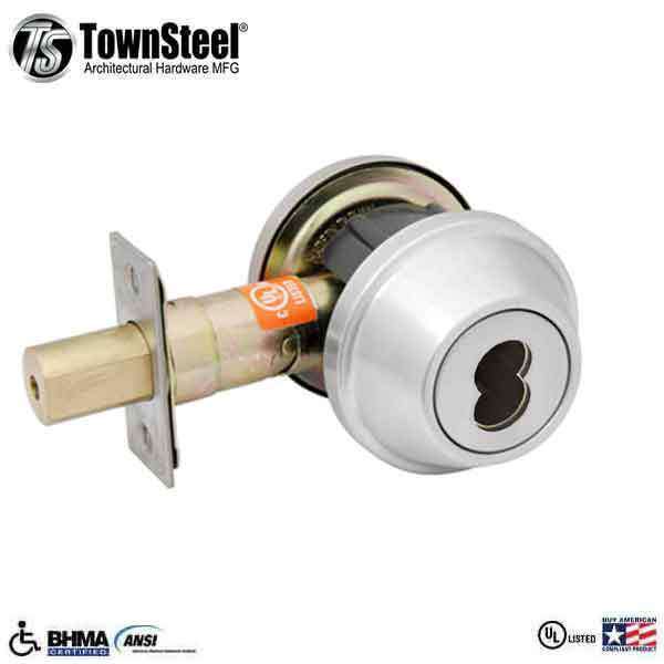 TownSteel - DBTI-62 - Commercial Deadbolt - Double - IC Core (SFIC) - Satin Chrome -  Grade 2 - UHS Hardware