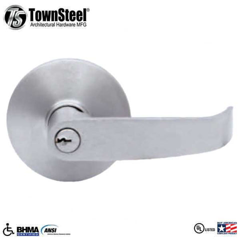 TownSteel - ED8900LQ - Sectional Lever Trim - Entrance - LQ Curved Lever - Non-Handed - 6-Pin Schlage Keyway - Compatible with Concealed V/R Exit Device - Satin Stainless - Grade 1 - UHS Hardware