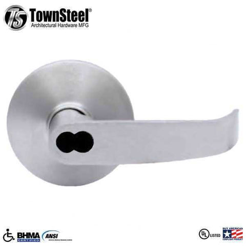 TownSteel - ED8900LQ - Sectional Lever Trim - Entrance - LQ Curved Lever - Non-Handed - Schlage SFIC Prepped - Compatible with Concealed V/R Exit Device - Satin Stainless - Grade 1 - UHS Hardware
