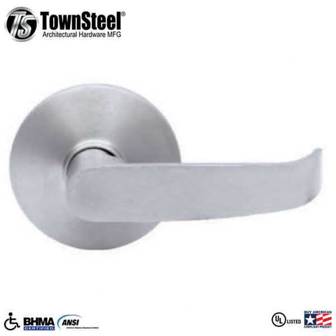TownSteel - ED8900LQ - Sectional Lever Trim - Passage - LQ Curved Lever - Non-Handed - Compatible with Concealed V/R Exit Device - Satin Chrome - Grade 1 - UHS Hardware