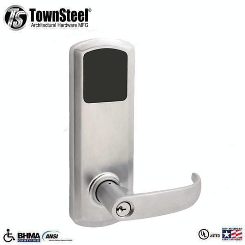TownSteel - E-Genius 4000 - Interconnected Electronic Touch Keypad Lock - Entry - RFID - 4" - On Center - Right Handed - Satin Chrome - Grade 1 - UHS Hardware