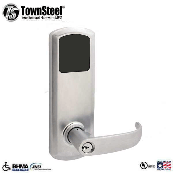 TownSteel - E-Genius 5000 - Interconnected Electronic Touch Keypad Lock - Entry - RFID & Wifi - 5-1/2" - On Center - Right Handed - Satin Chrome - Grade 1 - UHS Hardware