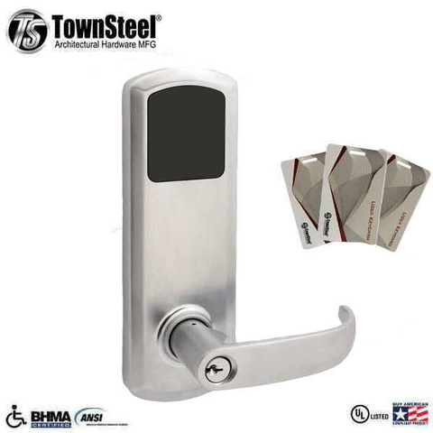TownSteel - E-Genius 4000 - Interconnected Electronic Touch Keypad Lock - Entry - RFID - 4" - On Center - Right Handed - Satin Chrome - Grade 1 - UHS Hardware