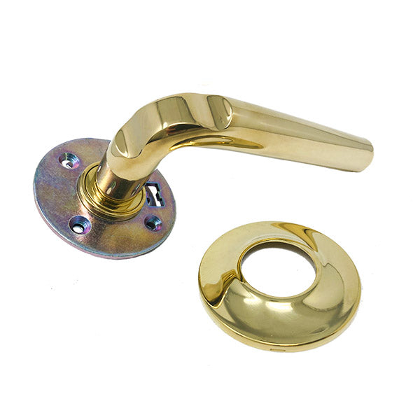 TownSteel - TDS - Pelican Lever Set - Curve Rose - Unlacquered Brass - Full Dummy - Non-Handed - UHS Hardware