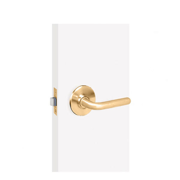 TownSteel - TLL - Tubular Lever Set - Curve Rose - Passage - 2-3/4" Backset - Polished Brass - Grade 2 - UHS Hardware