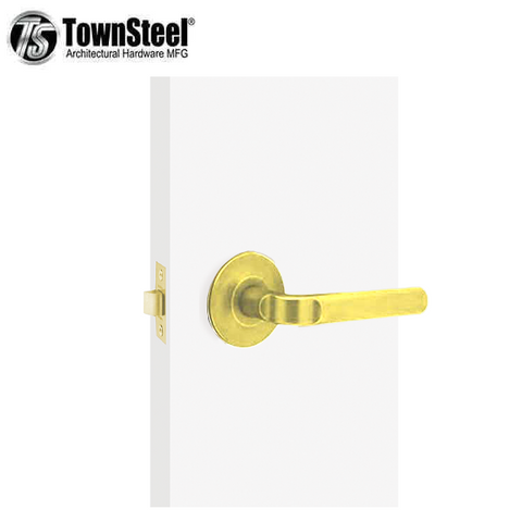 TownSteel - TLP - Tubular Lever Set - Curve Rose - Privacy - 2-3/4" Backset - Polished Brass - Grade 2 - UHS Hardware