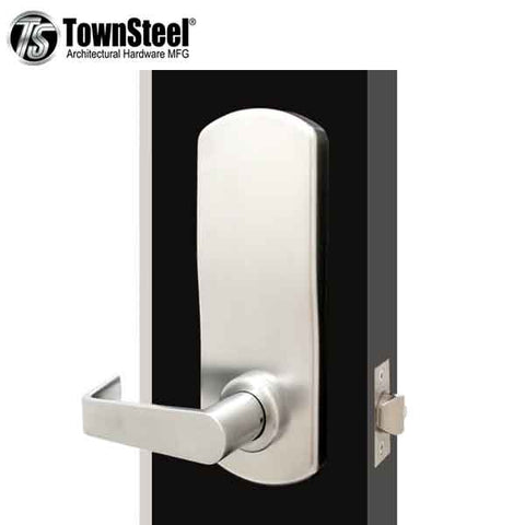TownSteel - XCE2010S - Electronic Push Button Lever Lock - Rigid Lever - Satin Chrome - Grade 1 - UHS Hardware