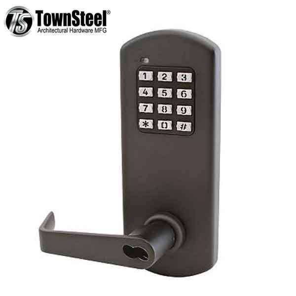 TownSteel - XCE2010S - Electronic Push Button Lever Lock - IC Core ( SFIC ) - Rigid Lever - Dark Oxidized Bronze  - Grade 1 - UHS Hardware