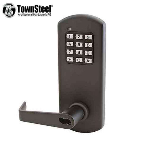 TownSteel - XCE2010S - Electronic Push Button Lever Lock - IC Core ( SFIC ) - Rigid Lever - Dark Oxidized Bronze  - Grade 1 - UHS Hardware