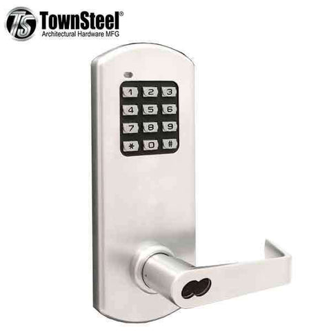 TownSteel - XCE2010S - Electronic Push Button Lever Lock - IC Core ( SFIC ) - Rigid Lever - Satin Chrome  - Grade 1 - UHS Hardware