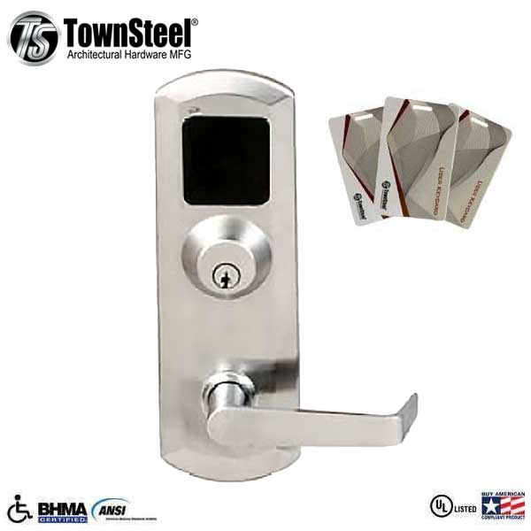 TownSteel - XRF2000 - RFID Reader  - Exit Device Trim for ED5500/ED5500F - Trim Only w/ Key Override - Satin Chrome - UHS Hardware