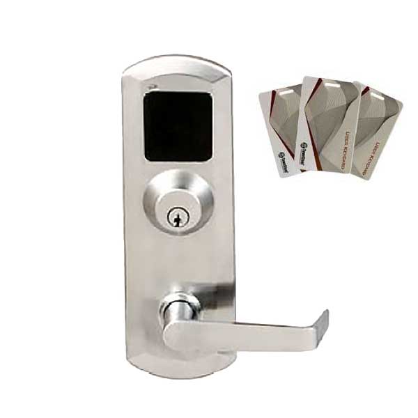 TownSteel - XRF4000 - RFID Reader  - Exit Device Trim for ED5500/ED5500F - Trim Only w/ Key Override - Satin Chrome - Classroom - UHS Hardware