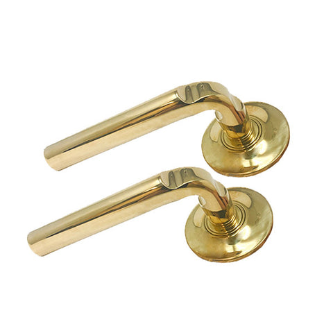 TownSteel - MSS - Sectional Trim Only - Curve Rose - Pelican Lever - 2-1/4" Door Thickness - Unlacquered Brass - Non-Handed