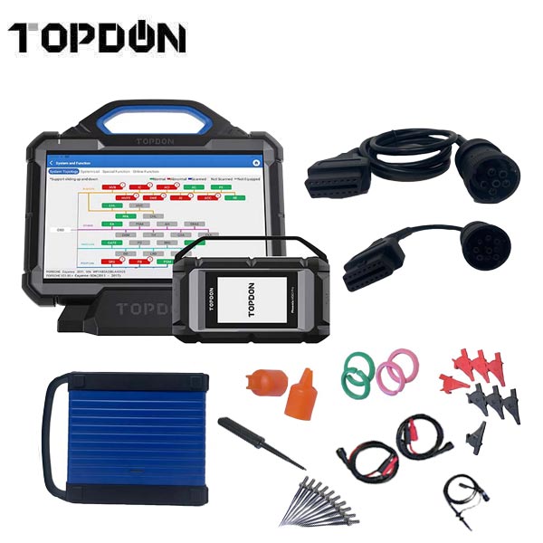 TOPDON - Phoenix Max Heavy Duty Kit -  Advanced-Level Professional Diagnostic Tool with Scope, Heavy Duty Cables and One Year Of Heavy Duty Updates - UHS Hardware