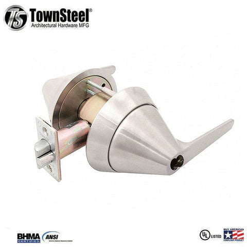 TownSteel - TRX-L -  Ligature Resistant Cylindrical Lockset - Heavy Duty - Storeroom - SFIC - Fire Rated - Stainless Steel - Grade 1