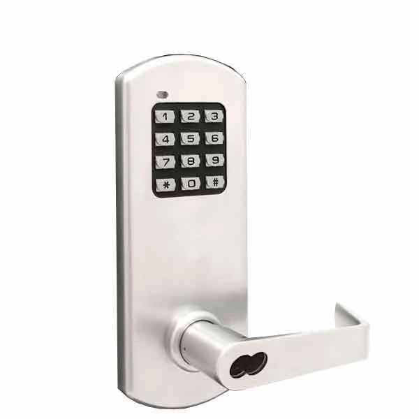 TownSteel - XCE2010S - Electronic Push Button Lever Lock - IC Core ( SFIC ) - Rigid Lever - Satin Chrome  - Grade 1 - UHS Hardware