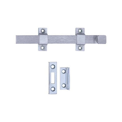 TELL - DT100017 - 8" Surface Mounted Surface Bolt - Solid Brass Material - Satin Chrome
