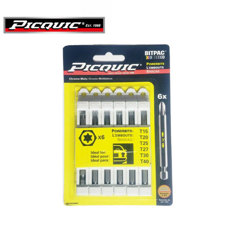PICQUIC - Bitpac 95004 - Torx Security Set - T08 T10 T15 T20 T25 T27 - UHS Hardware
