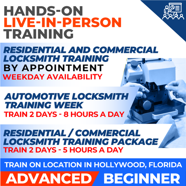 Residential and Commercial Locksmith Training - Hands-On In-Person Training - 2 Days  (Mon thru Fri) - By Appt