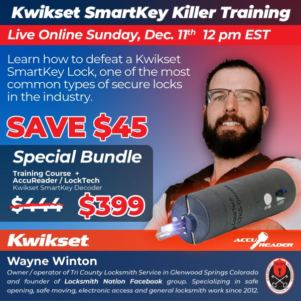 LIVE ONLINE TRAINING BUNDLE - Kwikset SmartKey Killer Training with Included Kwikset AccuReader Decoder (December 11th, 2022 - 12PM EST)