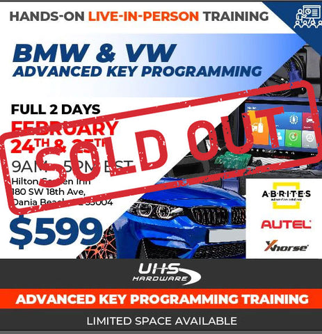 Hands-On Live In-Person Training - BMW & VW  Advanced Key Programming  - 2 Day Course - Optional Single Day (Feb 24th and 25th, 9AM to 5PM EST - Hollywood, Florida)