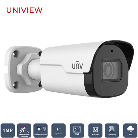 Uniview / UNV /  IP / 4MP / Bullet Camera / Fixed / 2.8mm Lens / Outdoor / WDR / IP67 / 40m Smart IR / Intelligent / LightHunter / Built-in Microphone / 3 Year Warranty / UNV-2124SB-ADF28KM-I0 - UHS Hardware