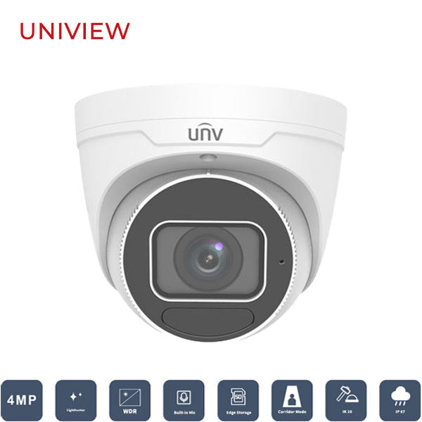 Uniview / UNV / IP / 4MP / Eyeball Camera / Motorized Varifocal / 2.7 ~ 13.5mm Lens / Outdoor / WDR / IP67 / IK10 / 40m Smart IR / LightHunter / Built-in Microphone / 3 Year Warranty / UNV-﻿3634SB-ADZK-I0 - UHS Hardware