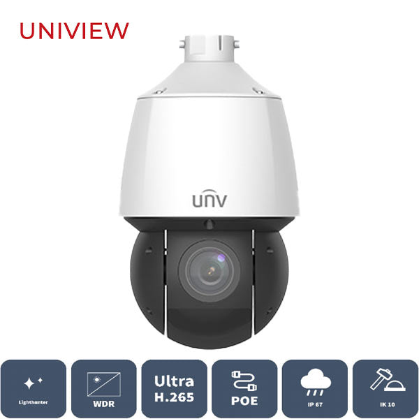 Uniview / UNV / IP / 4MP / PTZ Dome Camera / Motorized Varifocal / 4.8 ~ 120mm Lens / Outdoor / WDR / IP67 / 100m Smart IR / LightHunter / Auto Focus / Two-Way Audio / 3 Year Warranty / UNV-6424SR-X25-VF﻿ - UHS Hardware