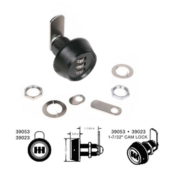 CCL - 390 Series- 3 Dial Sesamee  Combination Cam Lock - 1-7/32"  -  Black - UHS Hardware