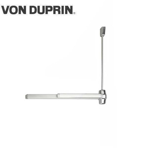 Von Duprin - 9927EO - Surface Mounted Vertical Rod Exit Device - Wide Stile Pushpad - Fire Rated - No Trim - Less Dogging - Satin Chrome Finish - No Bottom Rod - 4 Foot - UHS Hardware
