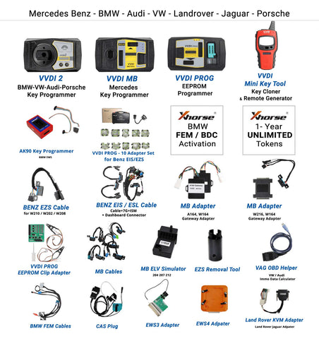 VVDI Complete Starter Pack w/ Authorizations, Emulators, Cables & Adapters (Xhorse) - UHS Hardware