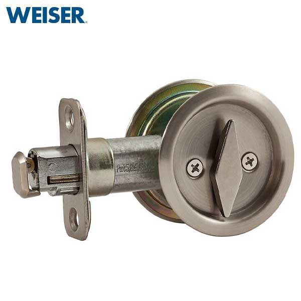 Weiser - WR1031 5 V SL - Round Pocket Door Lock Latch - Privacy - Antique Brass - UHS Hardware