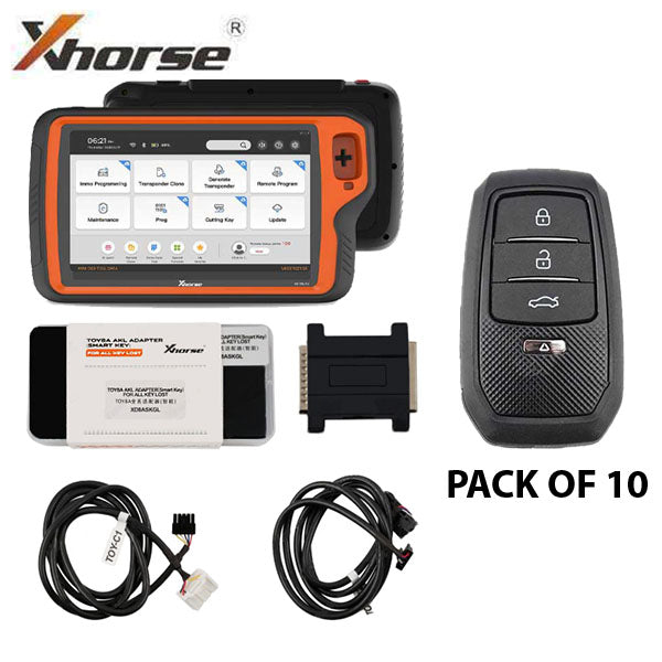 Xhorse - VVDI Key Tool PLUS Tablet - ADVANCED PACKAGE + Toyota / Lexus XD8ASKGL Smart Key Adapter & Bypass Cables + 10 x XSTO01EN XM38 Universal Smart Keys - UHS Hardware