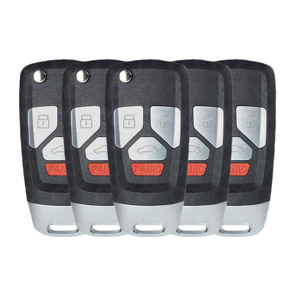 5 x Audi Style / 4-Button Universal Remote Flip Key for VVDI Key Tool (Wireless) (Pack of 5) - UHS Hardware