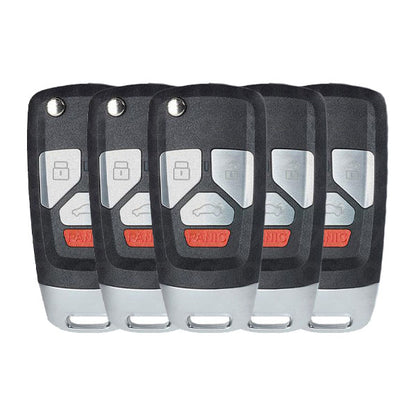 5 x Audi Style / 4-Button Universal Remote Flip Key for VVDI Key Tool (Wireless) (Pack of 5) - UHS Hardware