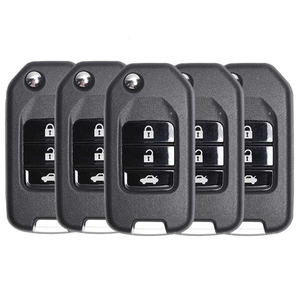 5 x Honda Style / 3-Button Universal Remote Flip Key for VVDI Key Tool (Wired) (Pack of 5) - UHS Hardware