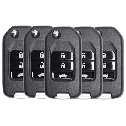 5 x Honda Style / 3-Button Universal Remote Flip Key for VVDI Key Tool (Wired) (Pack of 5) - UHS Hardware