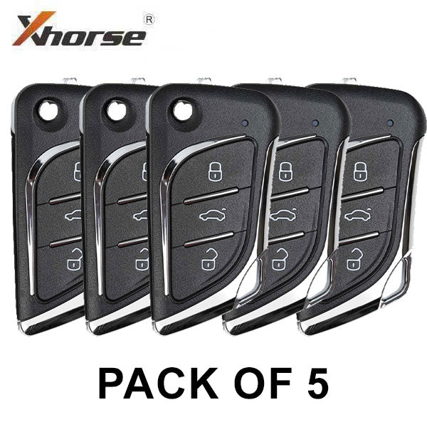 5 x Xhorse - Lexus Knife Style / 3-Button Universal Remote Flip Key for VVDI Key Tool (Wired) (Pack of 5) - UHS Hardware