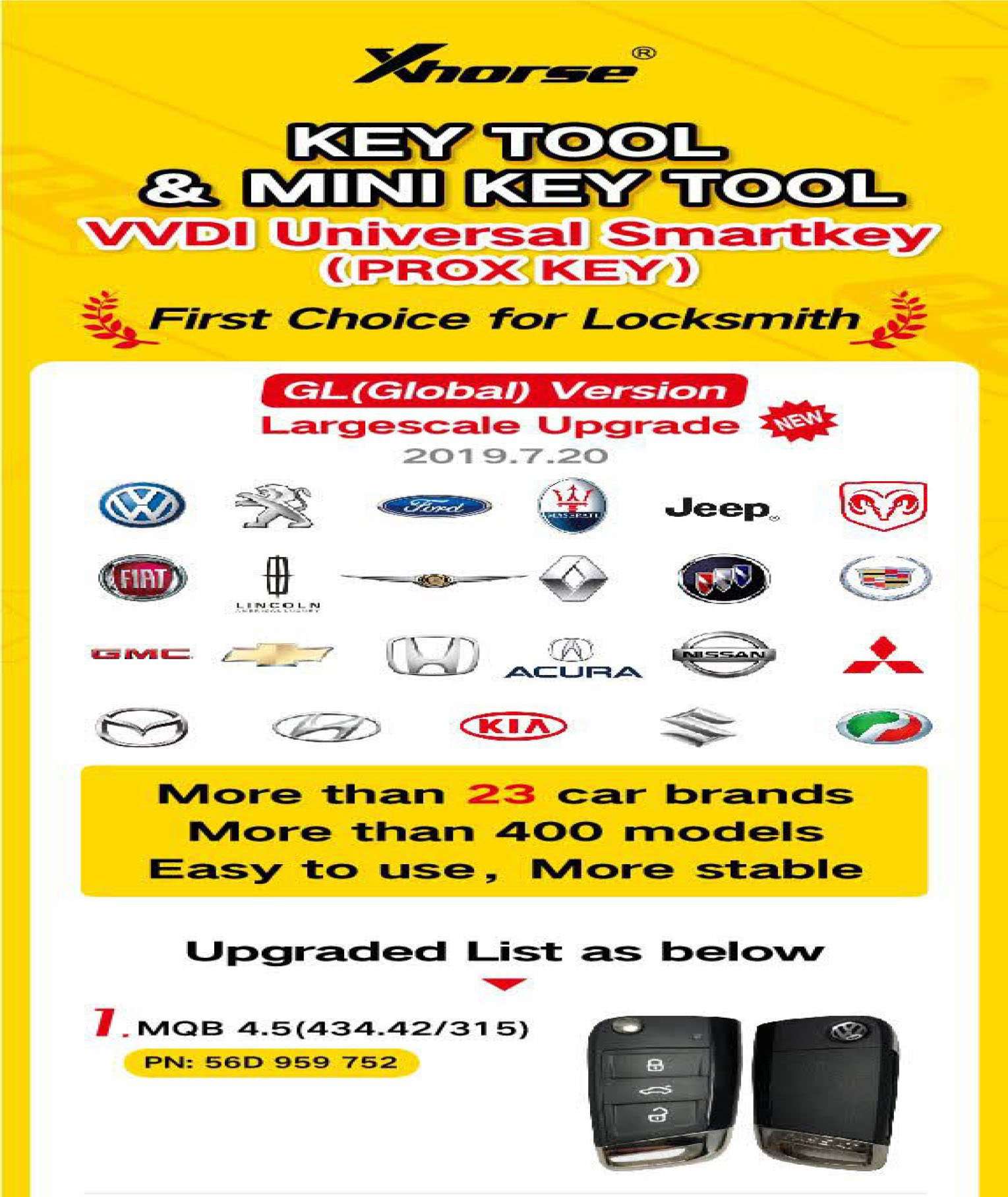 Knife Style / 3-Button Universal Smart Key w/ Proximity Function for VVDI Key Tool (Xhorse) (BUNDLE OF 10) - UHS Hardware