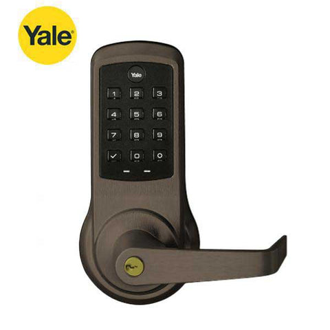 Yale - ﻿NexTouch - Commercial Electronic Keypad Lever Lock - Augusta Lever - Pushbutton w/ Key Override - 2-3/4" Backset - Schlage 'C' Keyway - Dark Bronze - Grade 1 - UHS Hardware