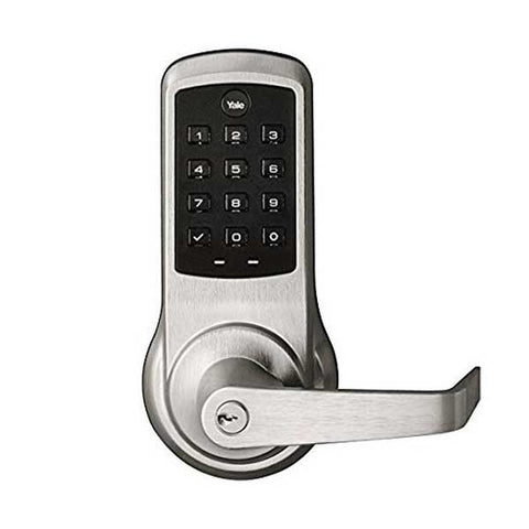 YALE - AUNTB610-NR-626-2803-53L - Commercial Electronic Lever Keypad Lock - Augusta Lever - Key Override - No Radio - Push Button - Key Override - Satin Chrome - Schlage C Keyway - 6 Pin - Grade 1 - UHS Hardware