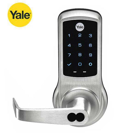 YALE-AUNTB620-NR-626-1803-53L - Commercial Electronic Keypad Lever Lock - Augusta Lever - Touchscreen - Key Override - No Radio - Satin Chrome - LFIC - 6 Pin - Grade 1 - UHS Hardware