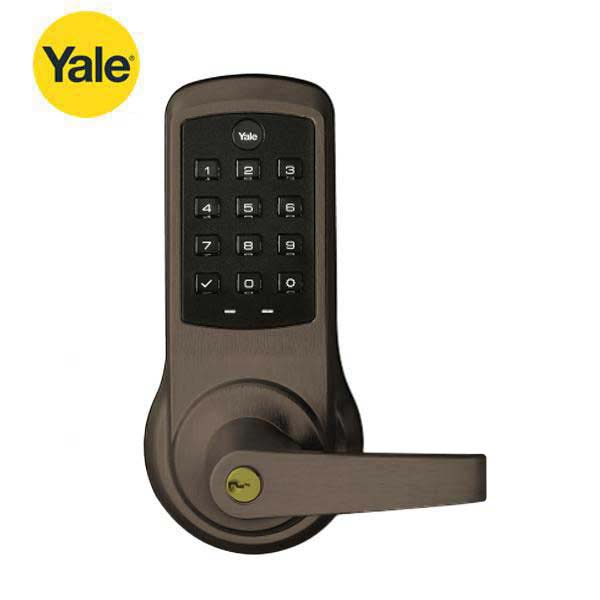 Yale - NTB612 - Electronic Cylindrical Lever Set - w/ Push Button Keypad - Keypad Only No Radio - Schlage C Keyway - Dark Oxidized Bronze Equivalent - w/ Key Override - Grade 1 - UHS Hardware